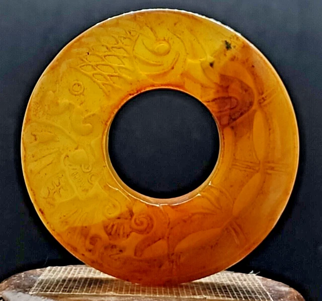 Jade Hetian Antiguo Disco Bi viejo doble tallado a mano Cultura Jade Hetian Antiguo Disco Bi viejo doble tallado a mano Cultura