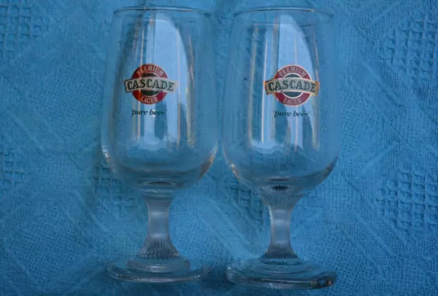 2 x Cascade PREMIUM BEER/LAGER GLASSES NEW. Tulip Style Rare-Unusual For MANCAVE