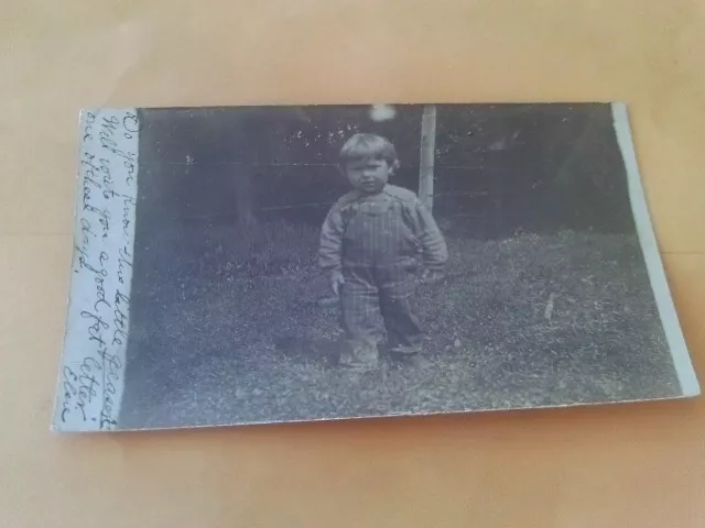 Rare 1907 Rppc Elsie Boy Overalls Naperville Illinois Mae Bolenson Chicago
