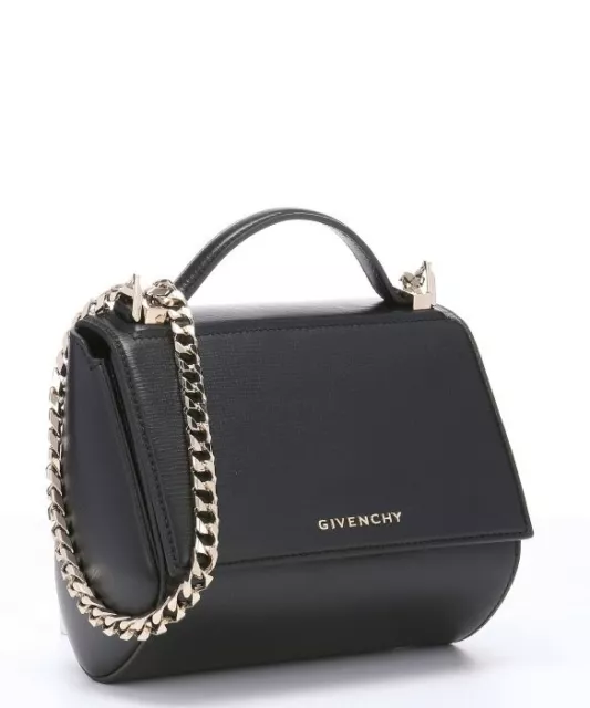 Givenchy Mini Pandora Box Chain Black Calf Leather Shoulder Bag Purse GHW