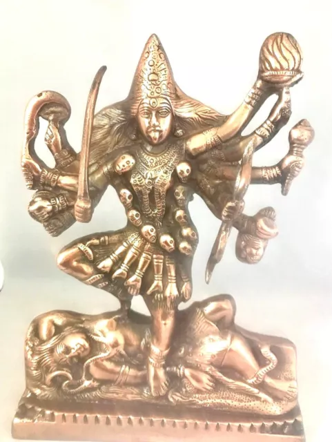 Kaali Grand 28 CM Métal Main Sculpté Statue Shiva Durga Kali Maa Hindou Déesse