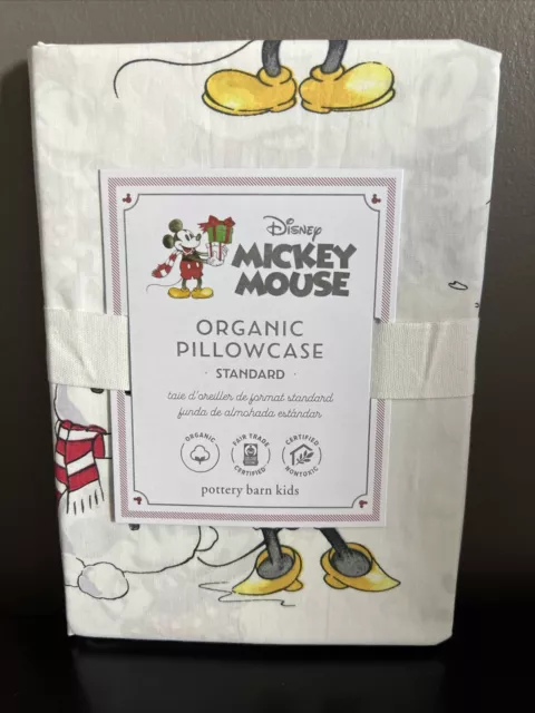 Nueva funda de almohada orgánica navideña Pottery Barn Mickey Mouse - envío gratuito