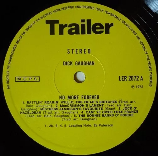 DICK GAUGHAN No More Forever Vinyl Record Album LP Trailer & Folk And Rock Music 2