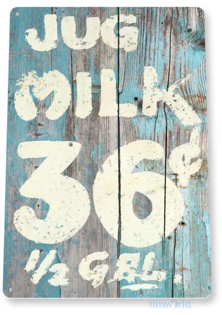 SIGNO DE ESTAÑO jarra de leche metal lácteo decoración arte de pared cocina granja cabaña tienda A724