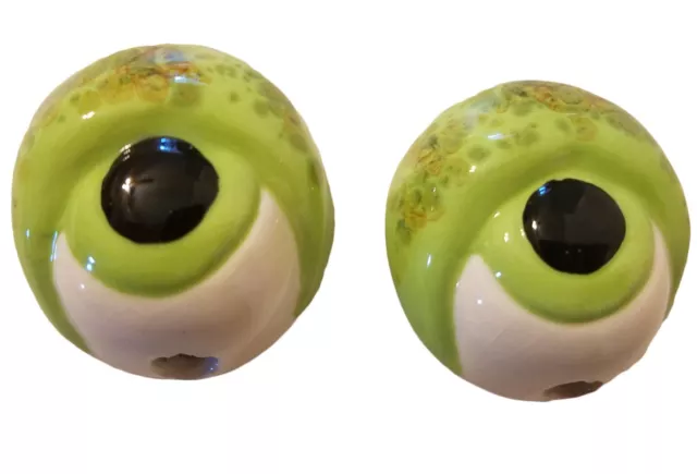 Vintage Ceramic Frog Eyes Beads 2" for Macrame King Kroker Craft Pattern