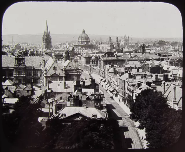 VIKTORIANISCHES GWW Glas magische Laterne Rutsche OXFORD PANORAMA C1890 FOTO ENGLAND