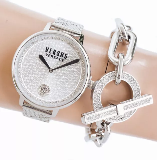 Versus Versace Damen Uhr VSP1S3221 La Villette Swarovski CrystaI  IP Silber neu