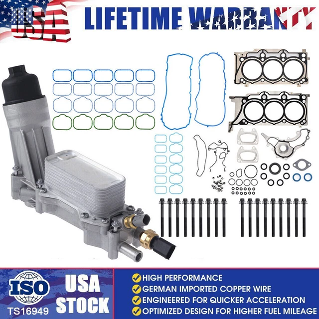 ALUMINUM ENGINE OIL Cooler Filter &Head Gasket Bolts For Dodge Chrysler