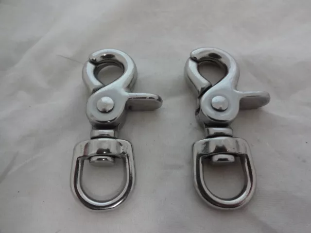 Stainless Steel Trigger Scissor Snaps Pair Round Ends Swivel Horse Tack Hardware