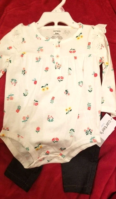 Carter's Baby Girl Clothes 9 months 2-piece Snap Bodysuit & Pant Set NWT