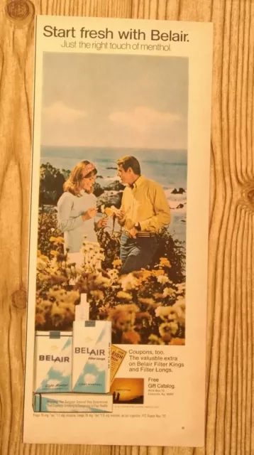 1970 Belair Cigarettes Oceanside Flower Stand Photo Vintage Magazine Print Ad