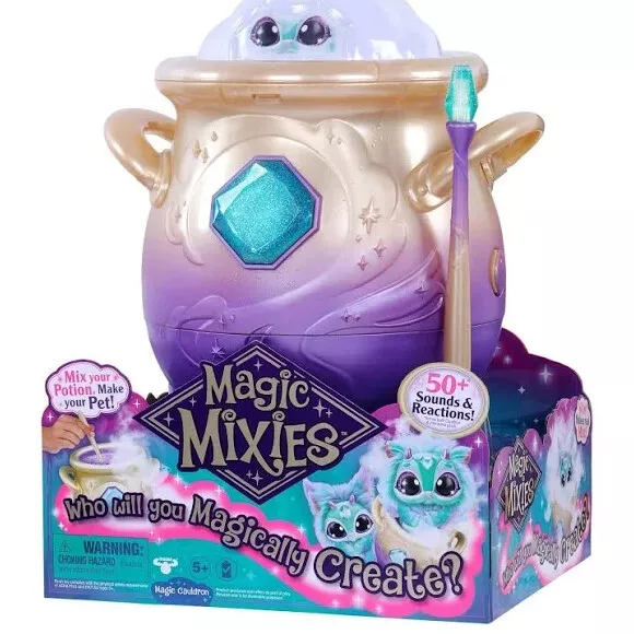 Magic Mixies Magical Misting Cauldron with Interactive 8 Blue Plush Toy -  New!