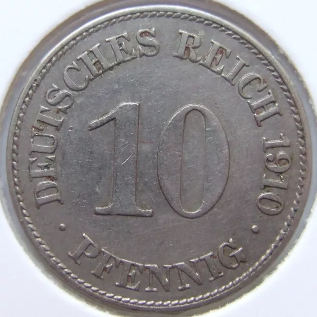 Moneta Reich Tedesco Impero Tedesco 10 Pfennig 1910 E IN Quasi Extremely fine