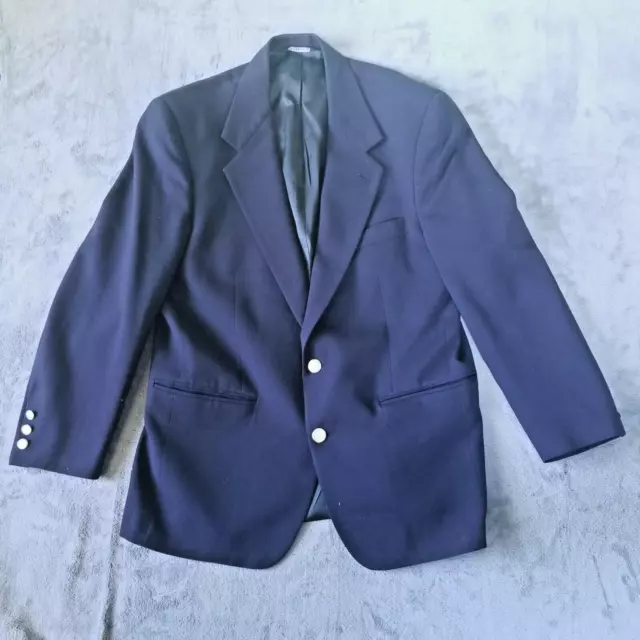 Burberry Navy Blue Mens Wool Two Button Lined Blazer Sport Coat Size 38 Saks