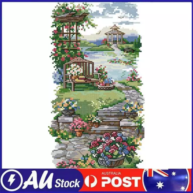 14CT Partial Cross Stitch Garden Path Stamped DIY Embroidery Kits Handmade Craft