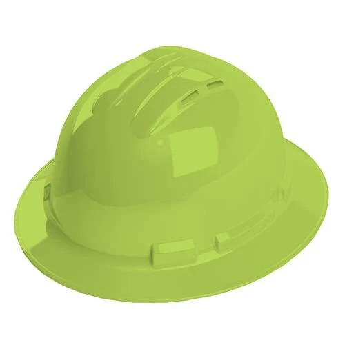 Vented Hard Hat, Full-Brim Style, 4-Point Ratchet Suspension, Class C, OSHA