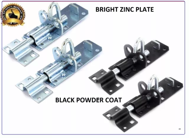 BRENTON PAD BOLT Gate LOCK  Slide Bolt Shed Door BOLT 4", 6", 8" Powder or Galv