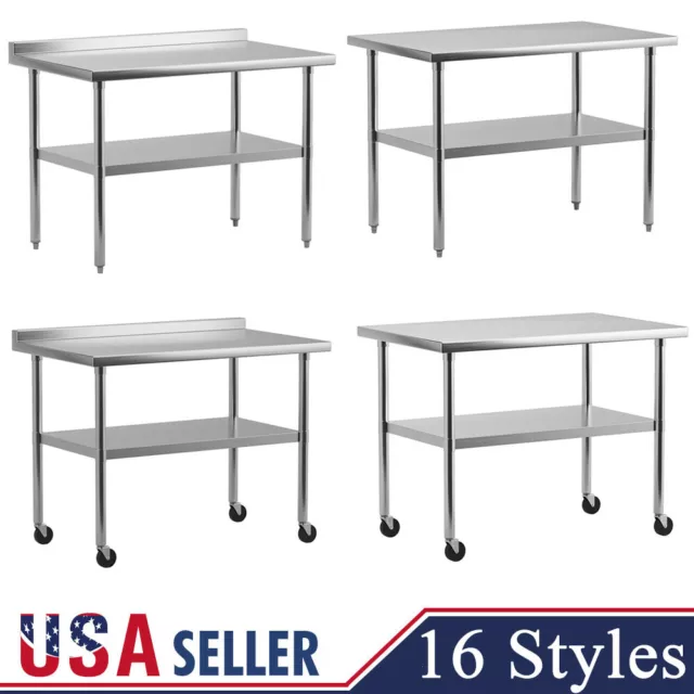 Stainless Steel Commercial Kitchen Prep Work Table Station Adjustable Undershelf