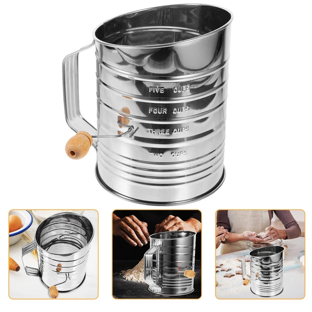 ROTARY FLOUR SIFTER Flour Strainer Sifter Hand Crank Sieve Food