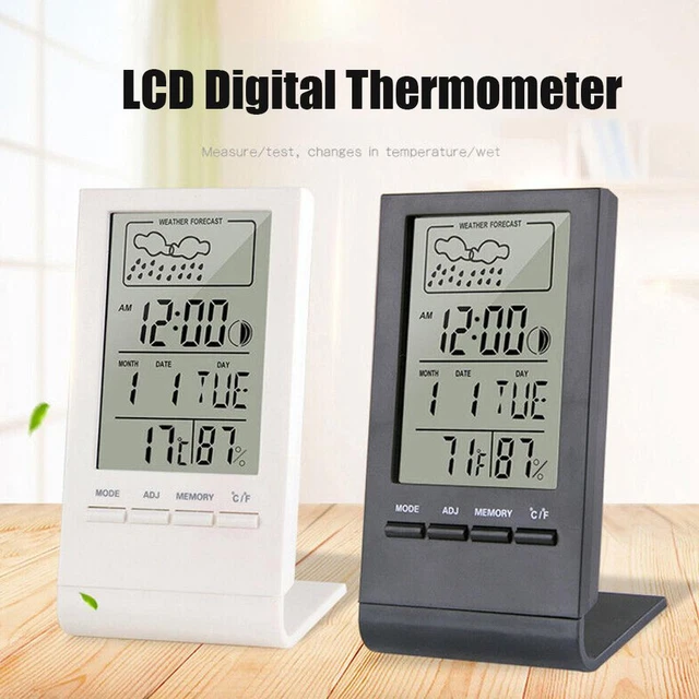 Digital LCD Thermometer Hygrometer Humidity Meter Temperature Clock Indoor Room,