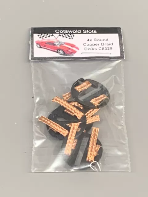 Scalextric 4 Round Braid Disc Plates C8329 High Performance 100% Copper Pick up!