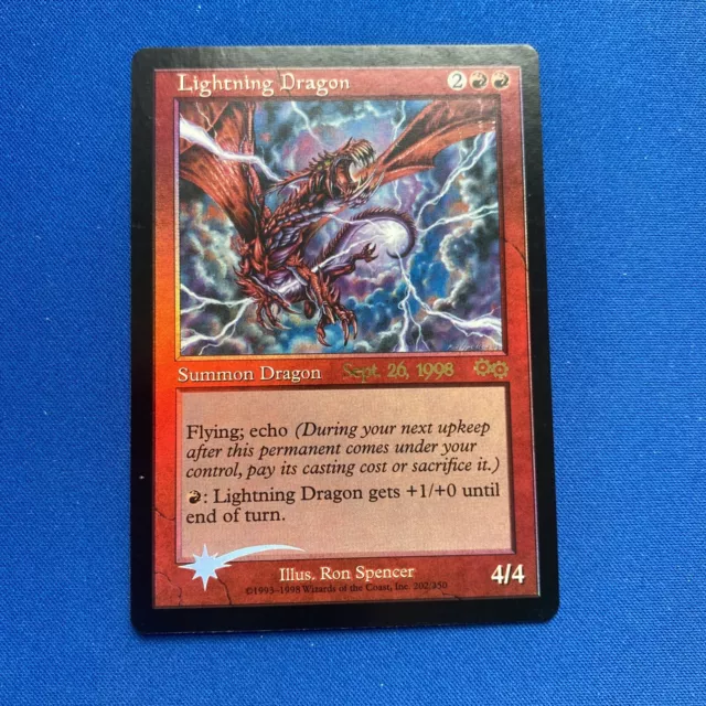 Lightning Dragon x1 mtg Urza’s Saga Prerelease Promo Foil Nm