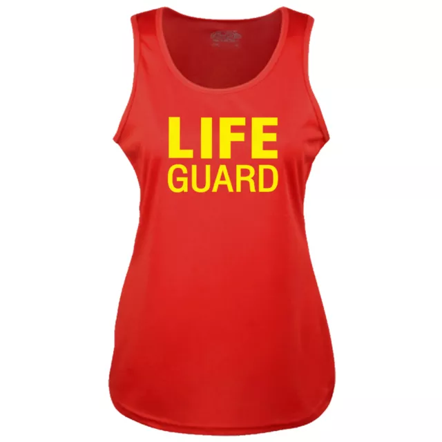 Ladies Life Guard Yellow Red White Racer Back Vest - Fancy Dress Lifeguard Top