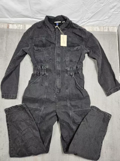 Universal Thread Women's Long Sleeve Denim Jumpsuit Size 8 Black