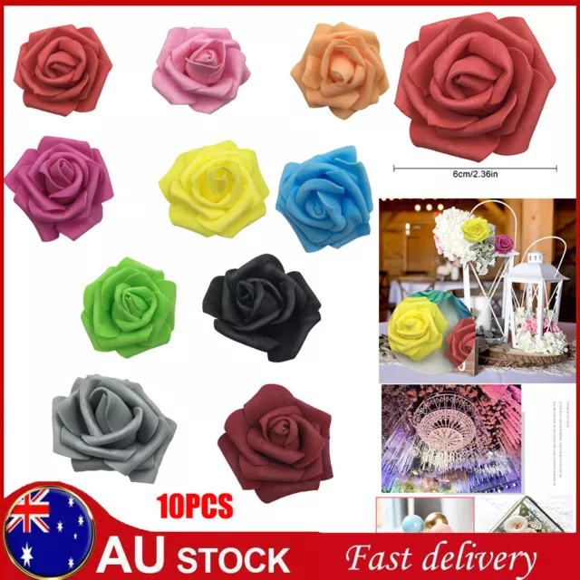 10x Fake Artificial Foam Rose Heads Flower Buds Bouquet Home Wedding Decor 6-7cm