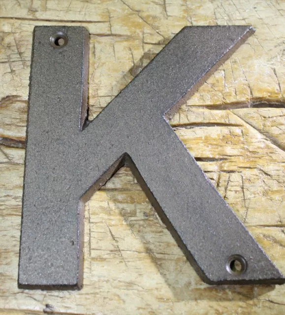 Cast Iron Industrial LETTER K Sign Rustic Brown 5" tall Alphabet