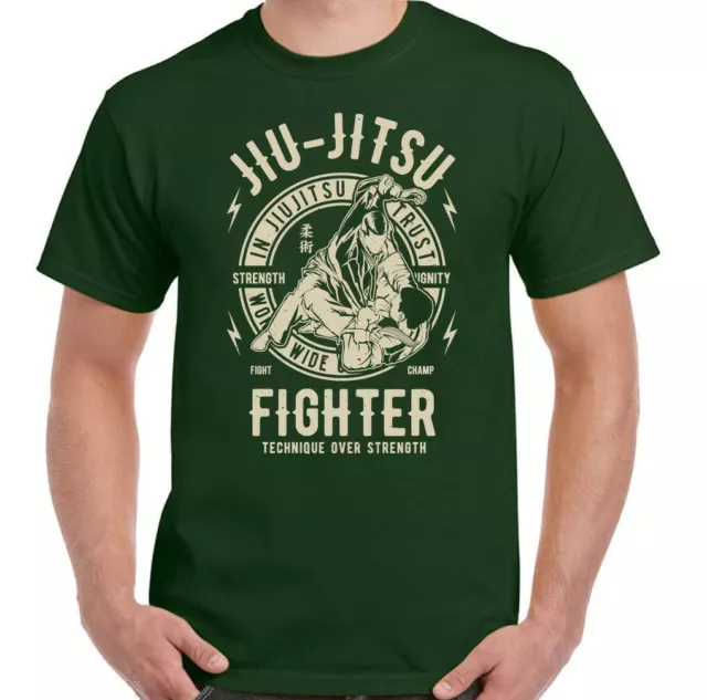 T-shirt uomo arti marziali Jiu Jitsu Fighter allenamento top palestra MMA combattimento brasiliano 4