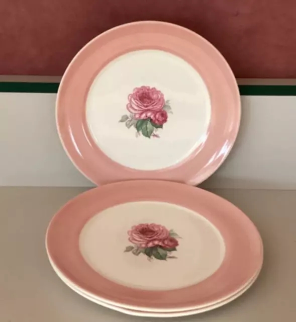 VTG American Limoges candle light Dustitone Rose Luncheon Plates 9 1/4” set of 5