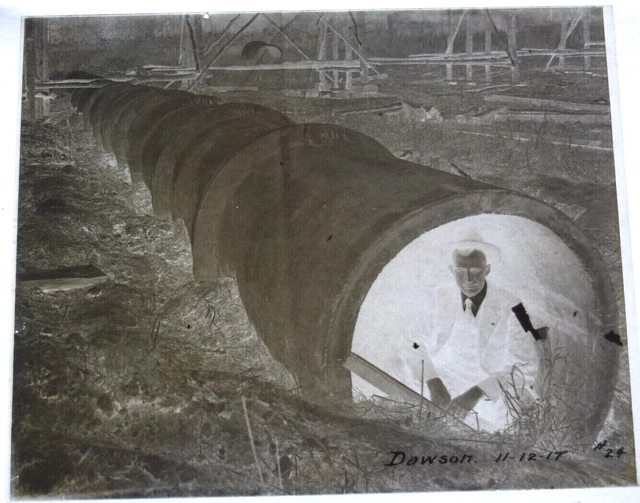 Ca.1917 Glass Photo Plate - Illinois Central Railroad Construction - KY   if