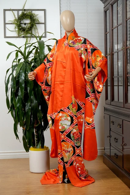 Dear Vanilla Japanese Silk Furisode Kimono Women's Authentic Japan Vintage Mint