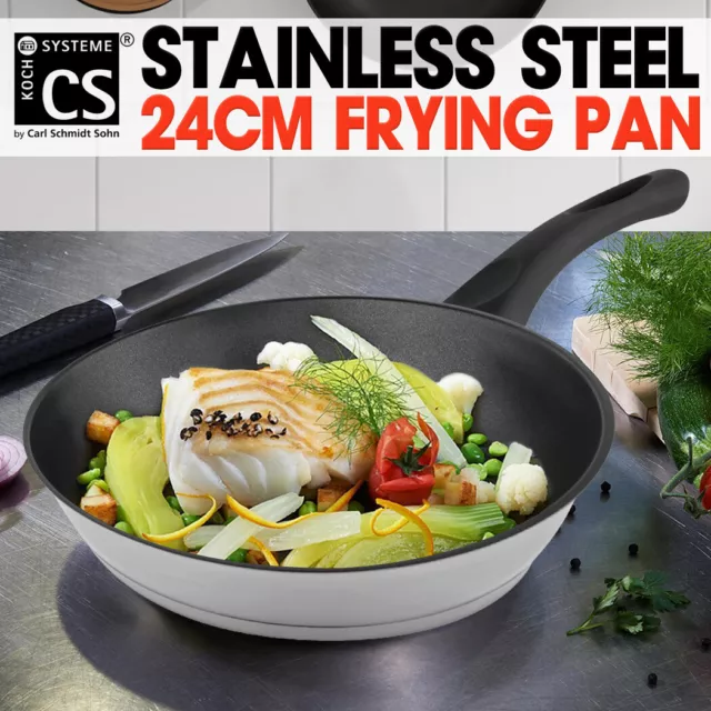 New PADERBORN 24cm Stainless Steel Frypan Non Stick Frying Fry Pan Induction