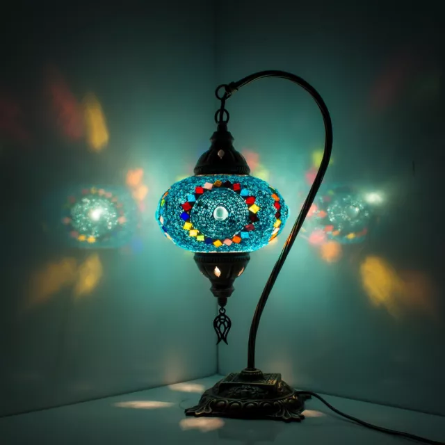 Lampada Turca da Tavolo Mosaico di Vetro per Comodino Vintage da Decorare 2