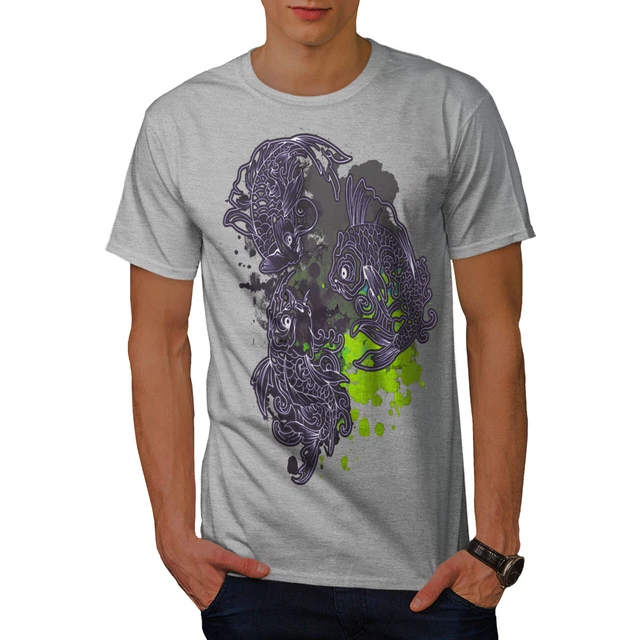 Wellcoda Dragon Water Japan Mens T-shirt, Water Graphic Design Printed Tee