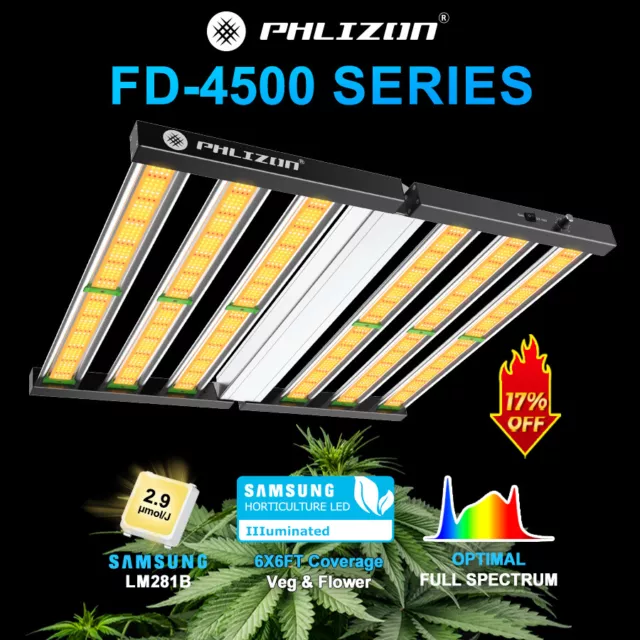 Phlizon FD4500 LED Grow Light Full Spectrum Dimmable Lampe for Indoor Plants VEG