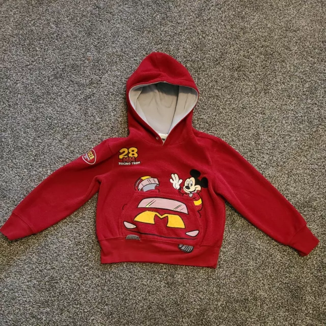 Disney Store Boys XXS Mickeys Racing Team Red Hoodie