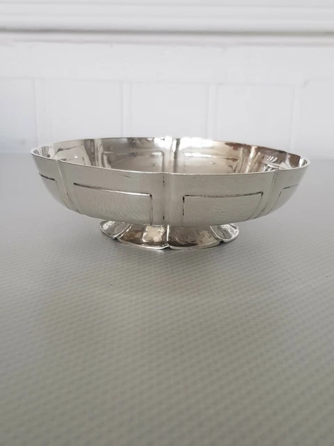 Stunning Antique Solid Silver Arts & Crafts Footed Bowl, Hammer Finished C1900
