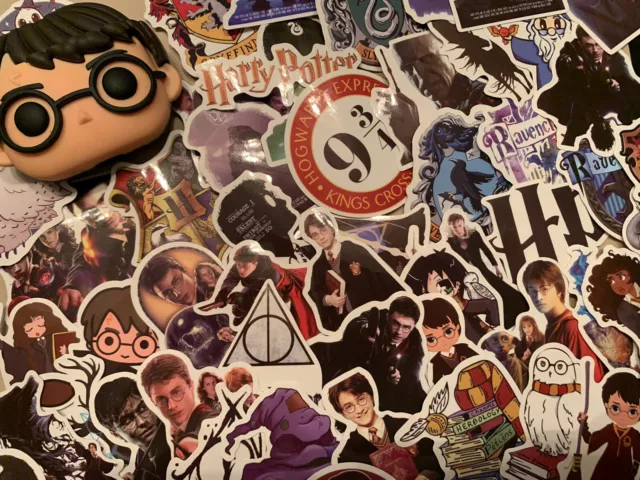 50 pc Harry Potter Vinyl Stickers + Fabric Gryffindor Banner Lot Hogwarts  Ron