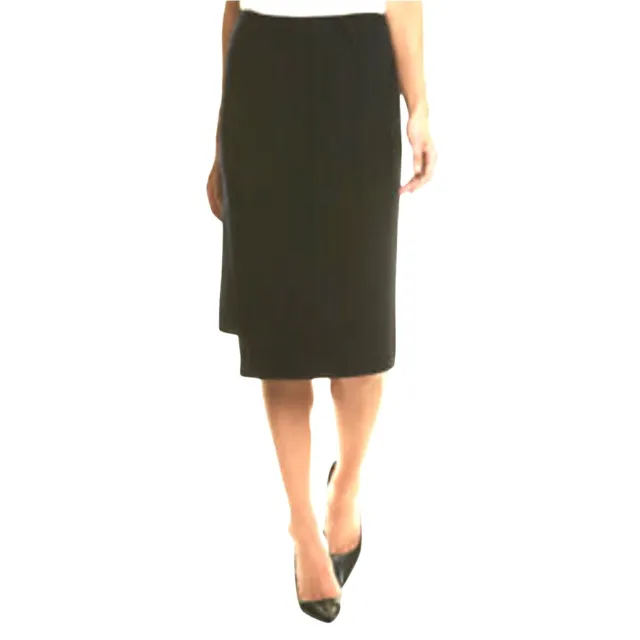 LAFAYETTE 148 NY Women 96% New Wool Knee Length Wrap Pencil Skirt Charcoal Gray