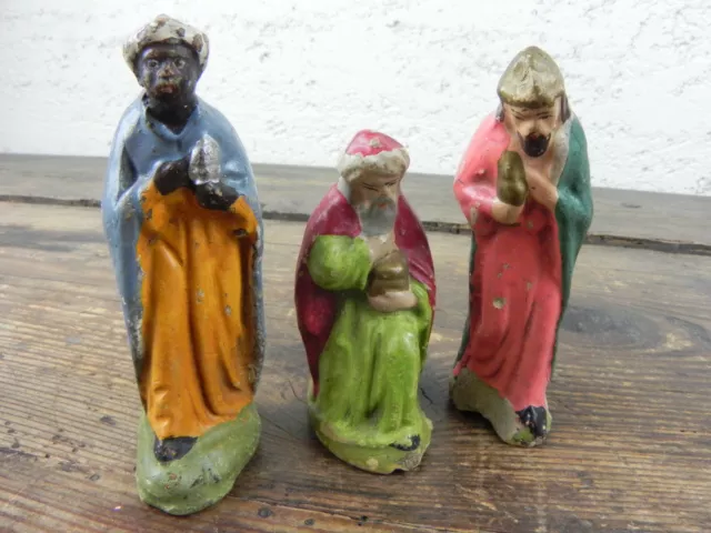 STATUINE Presepe IN TERRACOTTA 3 Re Magi 8 cm VINTAGE Personaggi Magio D'epoca