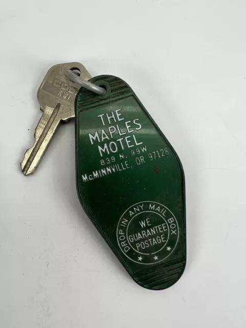 Vintage Hotel Motel Room Key Tag Fob The Maples Motel McMinnville Oregon 70's