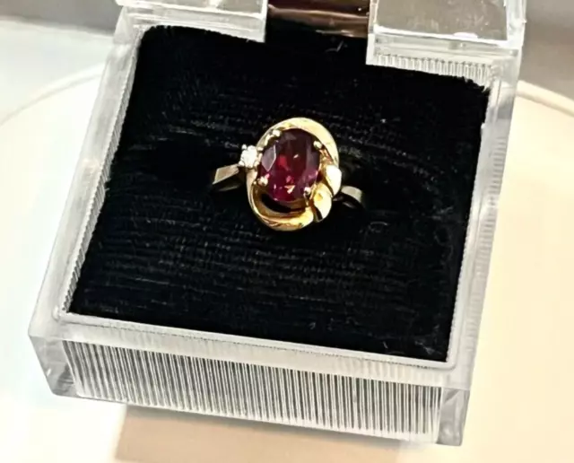 VINTAGE PINK GARNET Diamond Ring 14KT Yellow Gold Estate Jewelry $99.00 ...