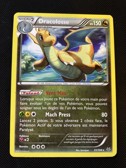 Dracolosse Rare - Pokemon 51/108 Xy6 Ciel Rugissant Excellent Etat Fr