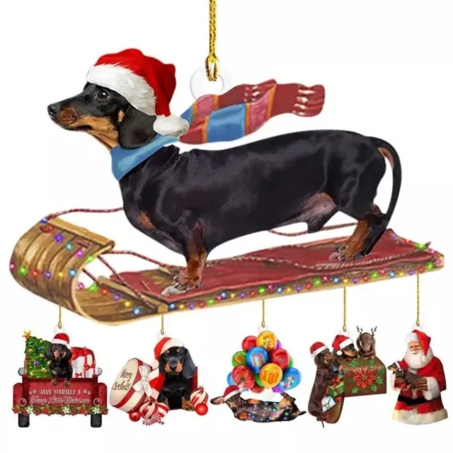 Dog Decor Christmas Dachshund Pendant Acrylic Hanging Ornaments  Car