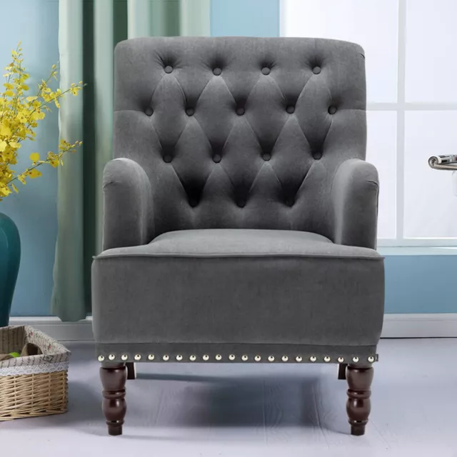 Chesterfield High Back Chair Button Tufted Armchair Fireside Sofa Seat Lounge 3