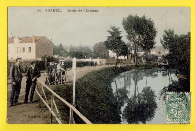 cpa FRANCE 91 - CORBEIL ESSONNES en 1907 Bords de l'Essonne Animés Edit Mardelet