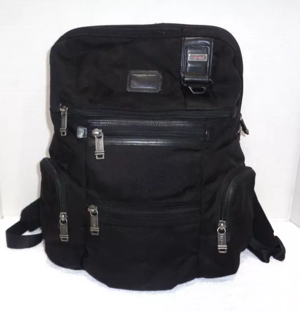 TUMI ALPHA BRAVO Knox backpack Black Nylon/Leather EUC!